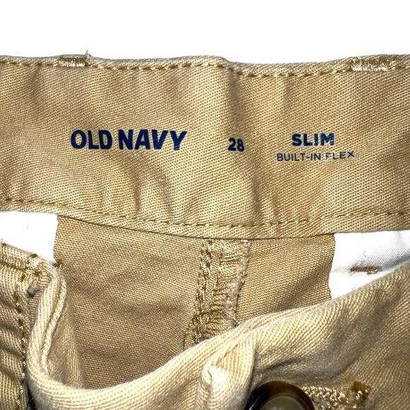Old Navy Mens Khaki Chino Shorts Slim Fit Built In Flex Tan Size 28 - Picture 4 of 9